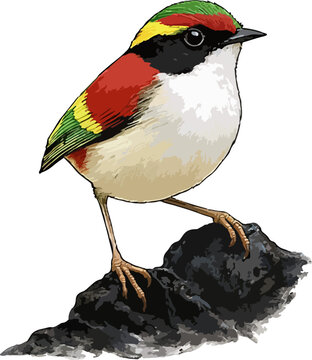 Pitta nympha illustration art