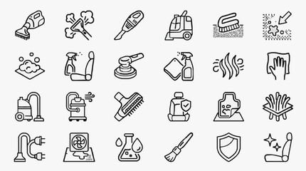 Naklejka premium Monochrome of a professional car upholstery vacuum cleaner icon from IconaStudio featuring detailed nozzle and hose design for automotive interior cleaning and maintenance