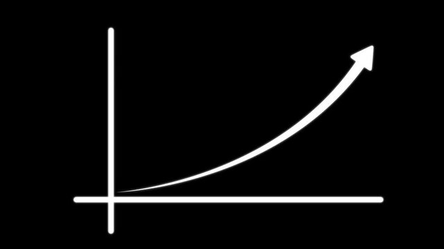 Animated upward trending graph business growth financial market sign statistics.upward trend arrow showing economic recovery and progress.black background an 4k video.