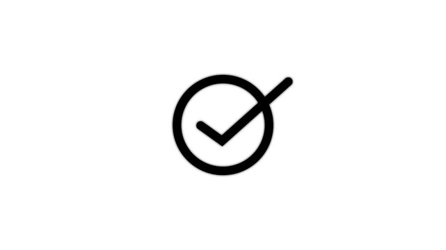 Check mark icon white color. check mark animation motion.Animated tick mark icon with circle loading animated on a white background.