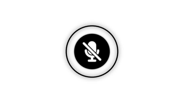 Muted Microphone Icon on white Screen Background for Chroma Key .Voice Recording Disabled Microphone Icon for Video Editing.