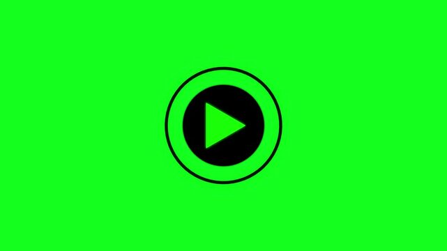 Simple video play animation on transparent green background .glowing play button animation with waves.Play icon, video play icon design animation.