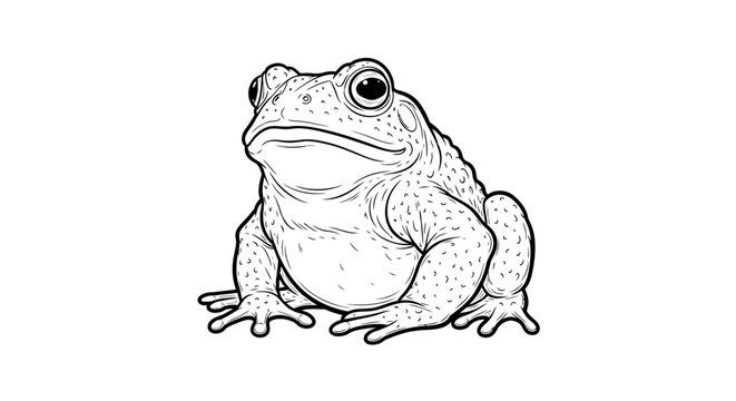 A detailed illustration of a sitting toad looking forward on a plain background.