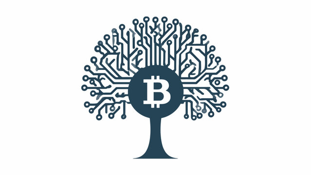 Bitcoin circuit tree logo for cryptocurrency growth