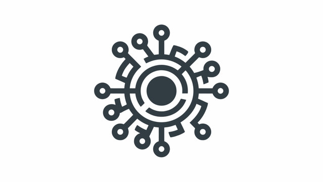 Black circular circuit board processor icon design.