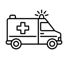 Minimalist ambulance emergency vehicle vector line icon for medical and healthcare services © Rohi