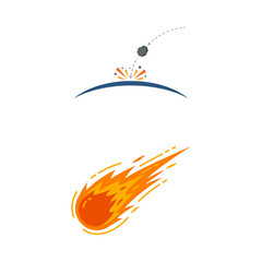 Meteorite entering atmosphere, burning up, celestial body, cosmic impact, space object © Zseoo Studio