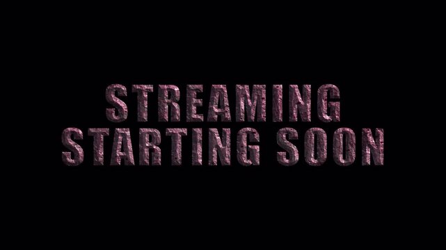 Text animation Streaming Starting Soon 3d wall texture 4k video alpha channels