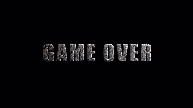 Animation of 'Game Over' text with texture wall stone letters