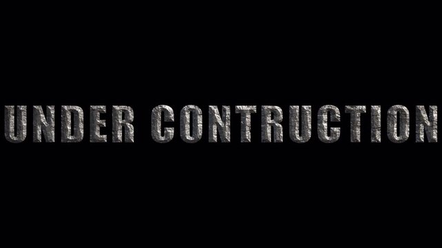 typography motion graphic text under contruction animated text with rustic texture on transparent background