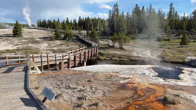 Firehole River in Upper Geyser Basin near Old Faithful, Yellowstone