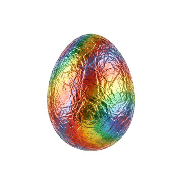 Single Chocolate Easter Egg Wrapped in Rainbow Foil