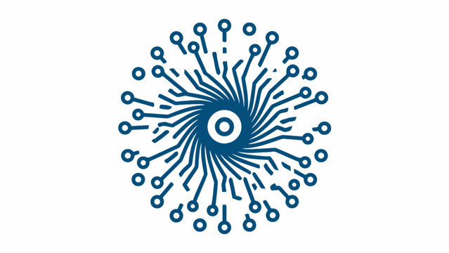 Circular blue technology circuit board pattern illustration.