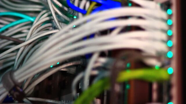 Ethernet 10/100/1000 Mbps, close up RJ45 and cables.