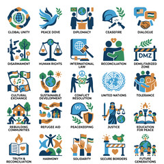 Fototapeta premium Global Peace Icons Symbols for World Unity and Harmony