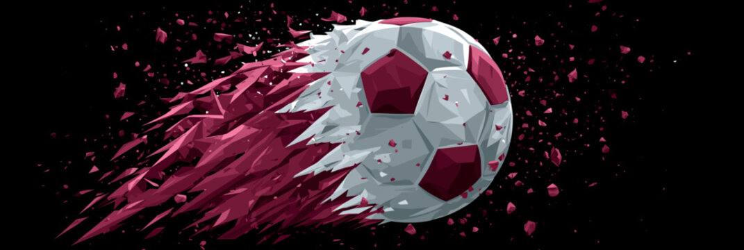 Qatar  soccer banner. Qatar football wallpaper. Dynamic national football team poster
