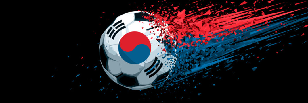 South Korea  soccer banner. South Korea football wallpaper. Dynamic national football team poster