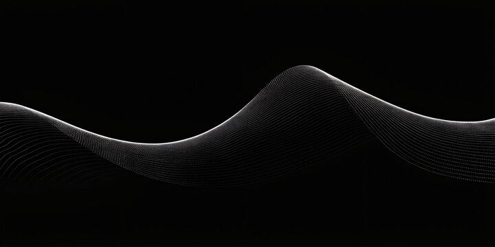 Elegant soft white wave pattern of tiny particles on black background with particle abstract technology background movement structure computer computing communication geometry vibration