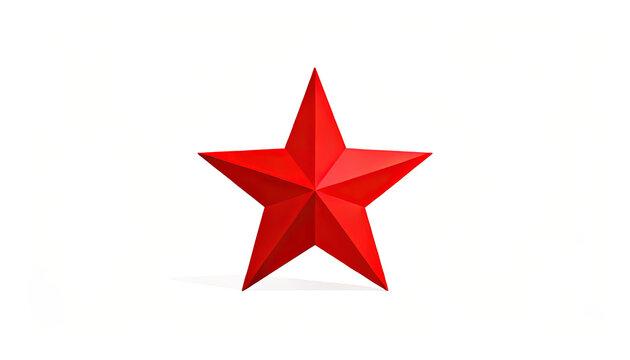 Red Five Point Star Isolated on White Background