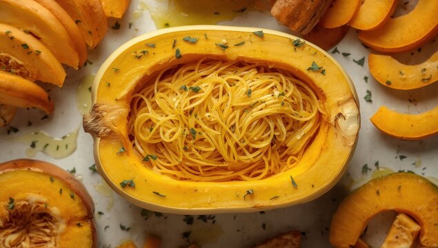 Aerial perspective of spaghetti squash