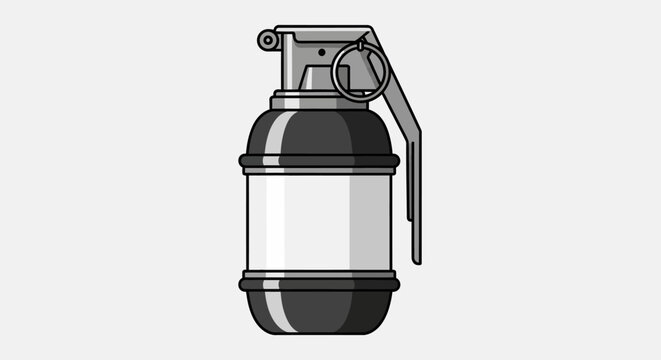 An illustration of a grenade with pin and safety lever on white background.