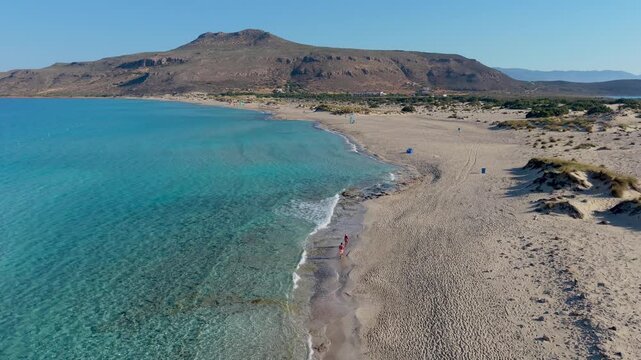 Nestled in the heart of Greece, Simos Beach on Elafonisos island boasts stunning turquoise waters and soft sandy shores. Elafonisos Island Greece
