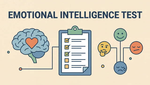 Emotional intelligence assessment and self awareness evaluation for psychological wellness mental health education and personal development testing