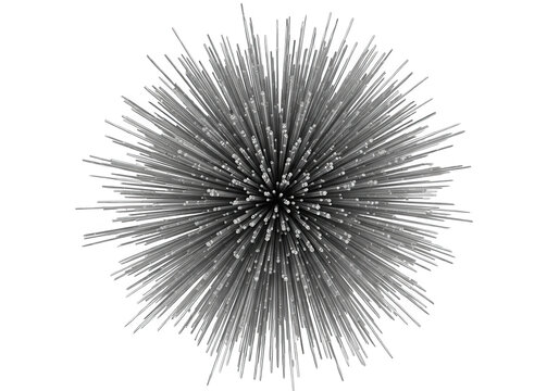 Abstract black ink splatter explosion on plain background isolated on transparent background