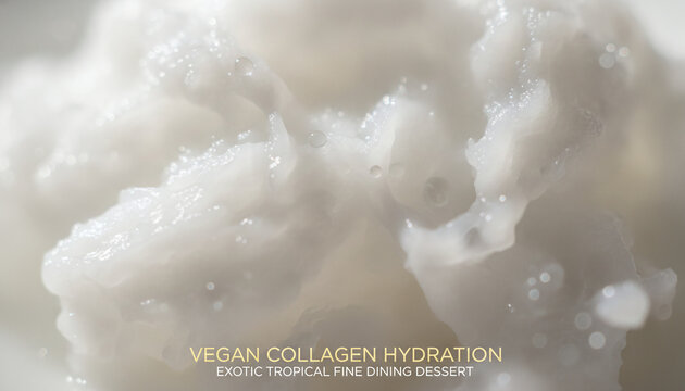 Rare Macapuno coconut interior macro with translucent white gelatinous flesh