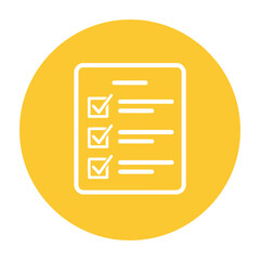 Checklist icon with yellow circle background and white lines © LineformStudio
