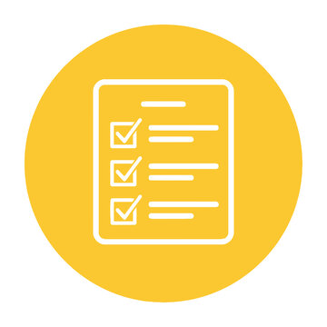 Checklist icon with yellow circle background and white lines