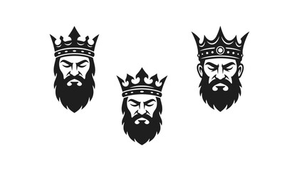 Obraz premium King crown icons collection with bearded male character face