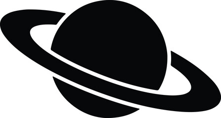 Silhouette vector of planet Saturn with rings for space design © Thidul Islam