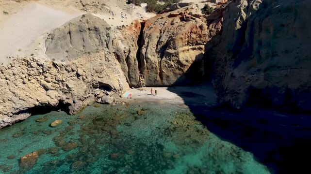Discover the tranquil beauty of secluded Tsigrado Beach on Milos, Greece. Experience the mesmerizing turquoise waters and unique rock formations that create a paradise for relaxation and exploration