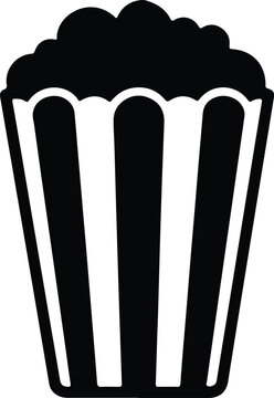 Silhouette vector popcorn bucket icon for cinema movie night design