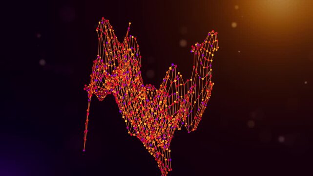 Dynamic India map reveal animation formed by connected neural network lines and colorful nodes over a purple and orange bokeh background, representing AI, data, and digital transformation.