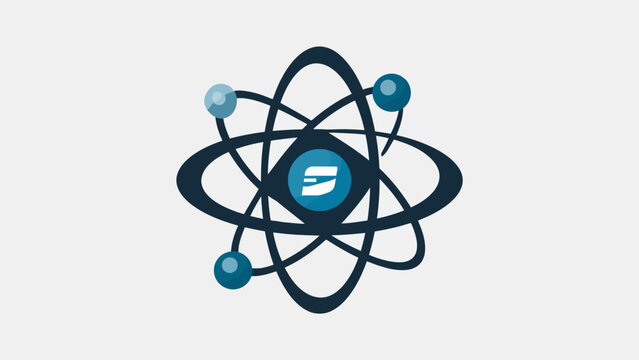 Detailed dark blue atomic structure orbit icon