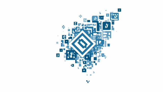 Digital pixel cluster tech logo icon.