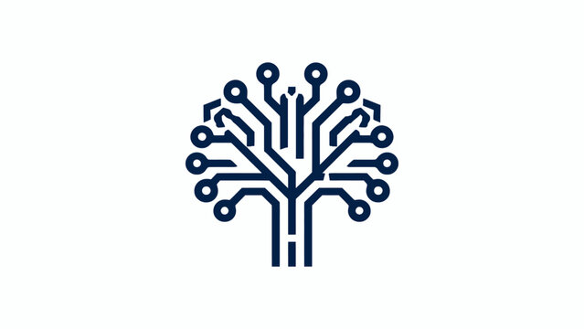 Digital tree icon with circuit board branches