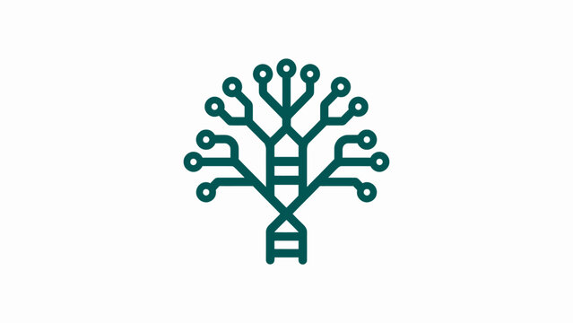 Genetic circuit tree logo with dna base.