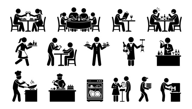 Teamwork collaboration business icons flat vector illustration set diverse office workers