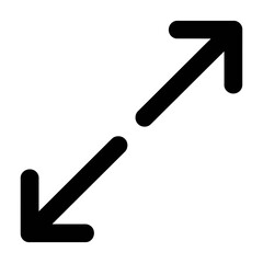 Bold vector arrow icon showing diagonal resize or expansion direction for user interfaces © Rohi