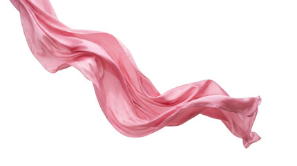 Obraz premium Flowing pink silk fabric isolated on transparent background