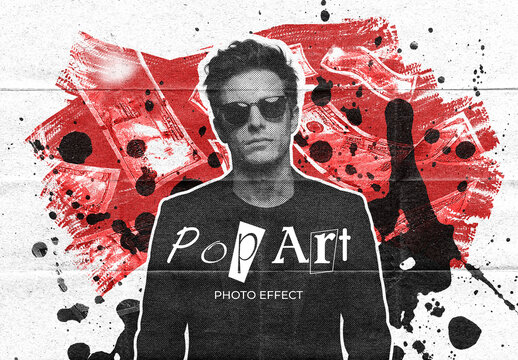 Halftone Pop Art Collage Photo Effect