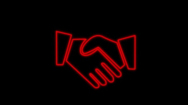 "Glowing  artwork of a handshake representing corporate success, partnership agreement, professional networking, business opportunities, office collaboration, and positive client relations."