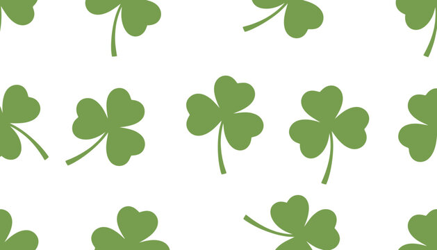 Shamrock pattern green clover leaves background with shamrock