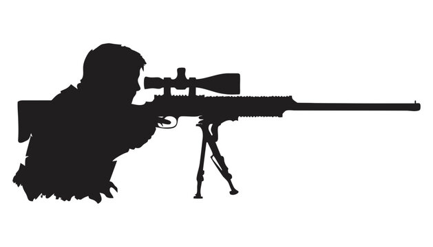 Sniper silhouette rifle scope shooting target icon vector