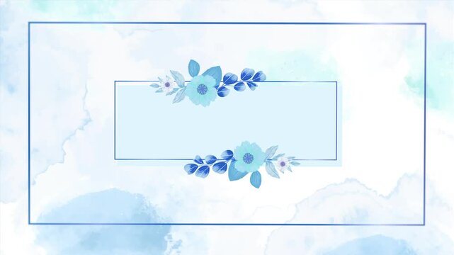 Modern minimalist animation background with watercolor splash texture and blue frame perfect for titles and presentations