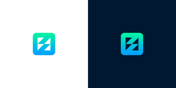 Modern abstract squared logo with a gradient blue and green design