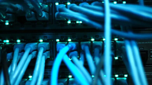Ethernet cables close up. 10/100/1000 Mbps speed. 